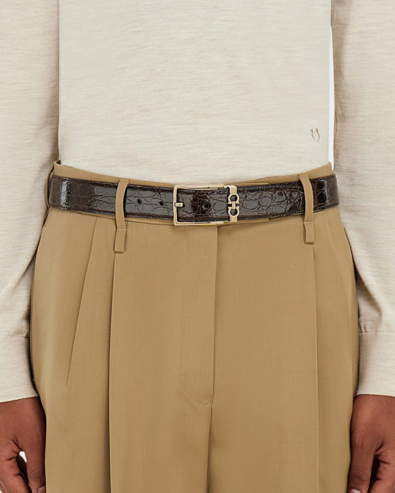 FERRAGAMO Men's Gancini Alligator Leather Belt outlook