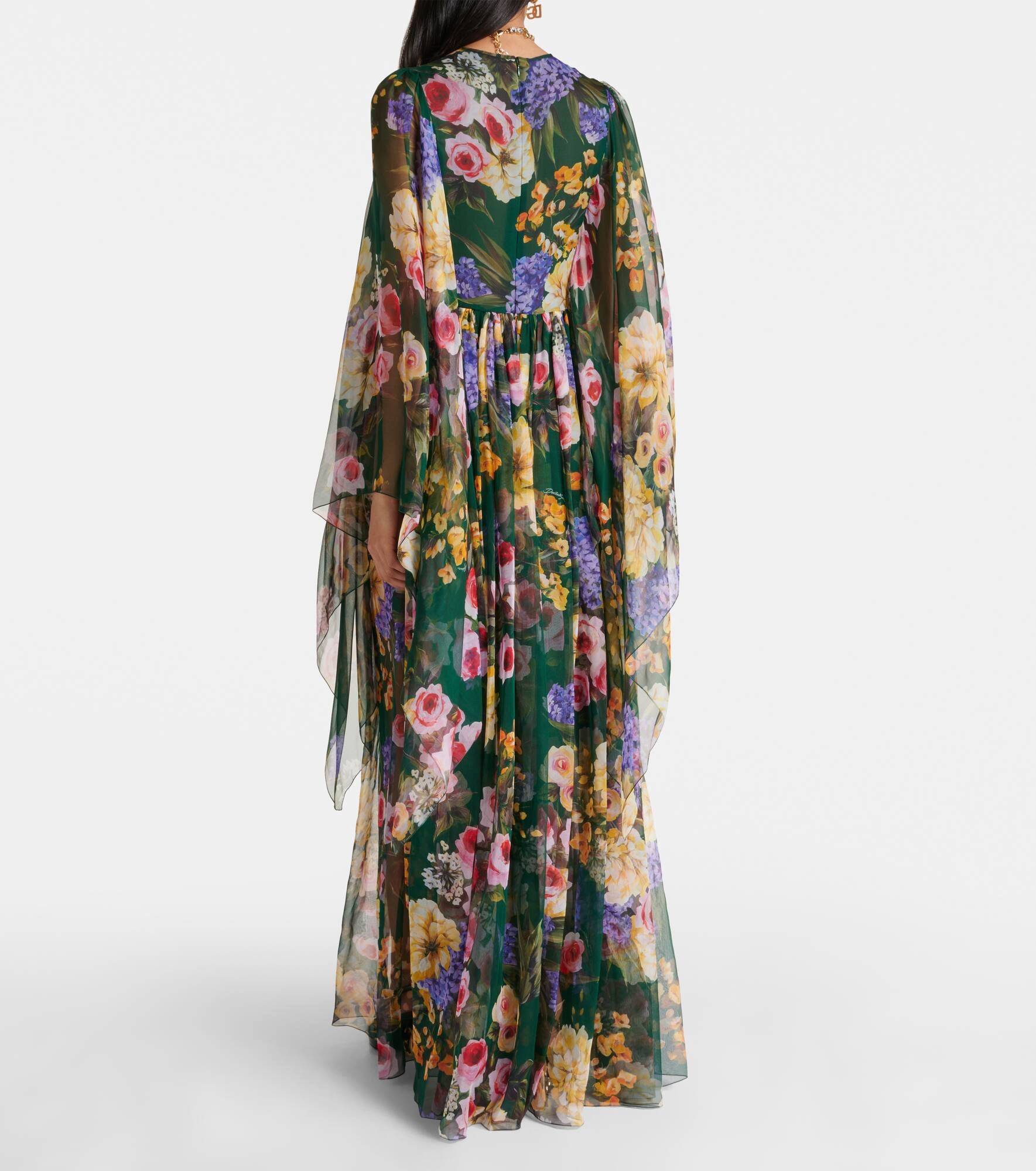 Floral silk chiffon gown - 3