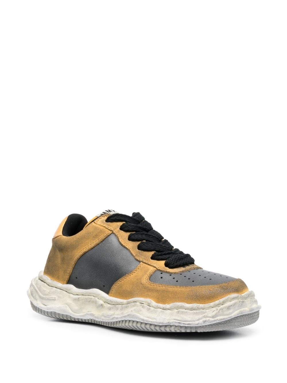 Wayne distressed-effect low-top leather sneakers - 2