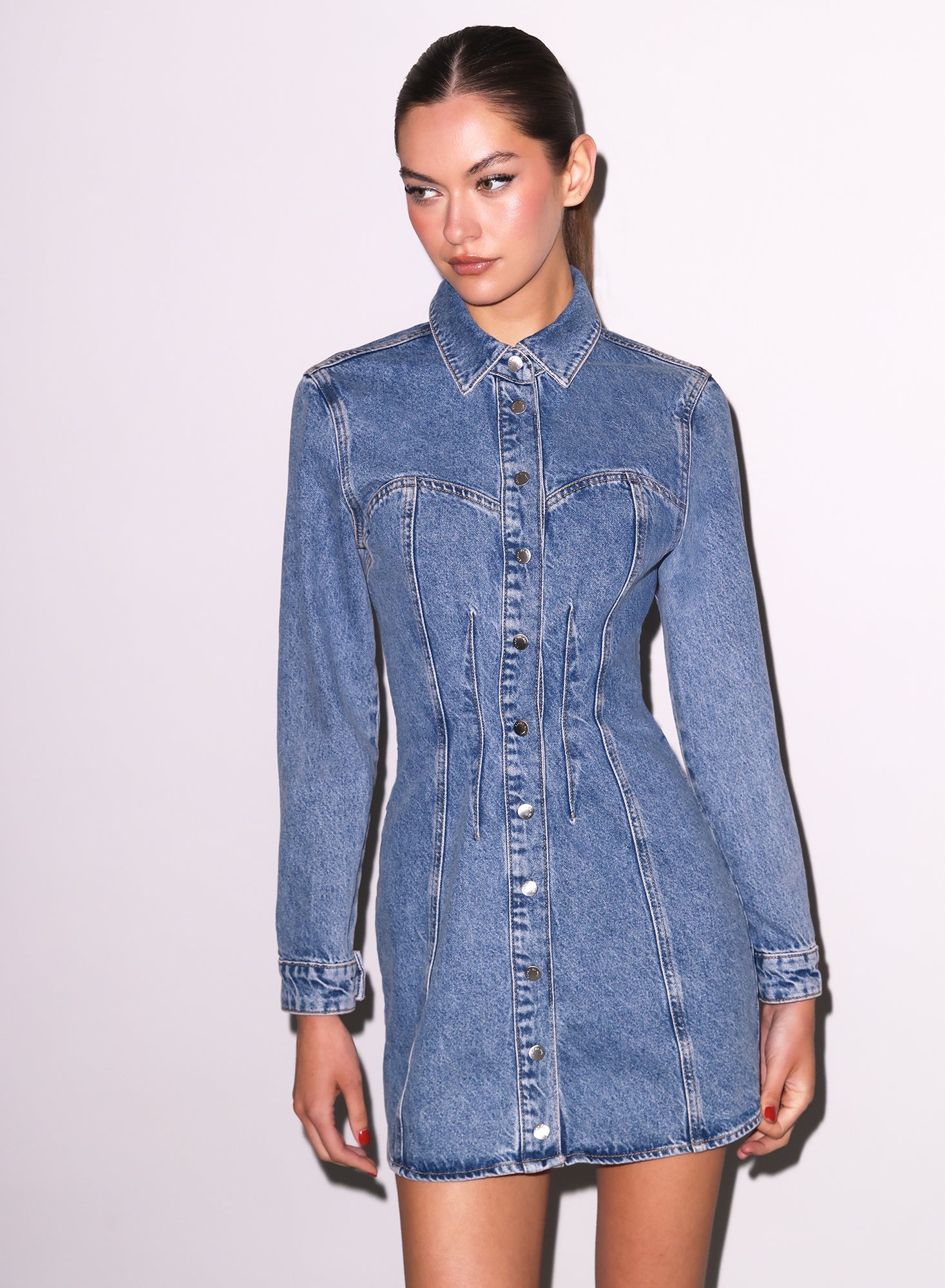 Denim Shirt Dress - 2