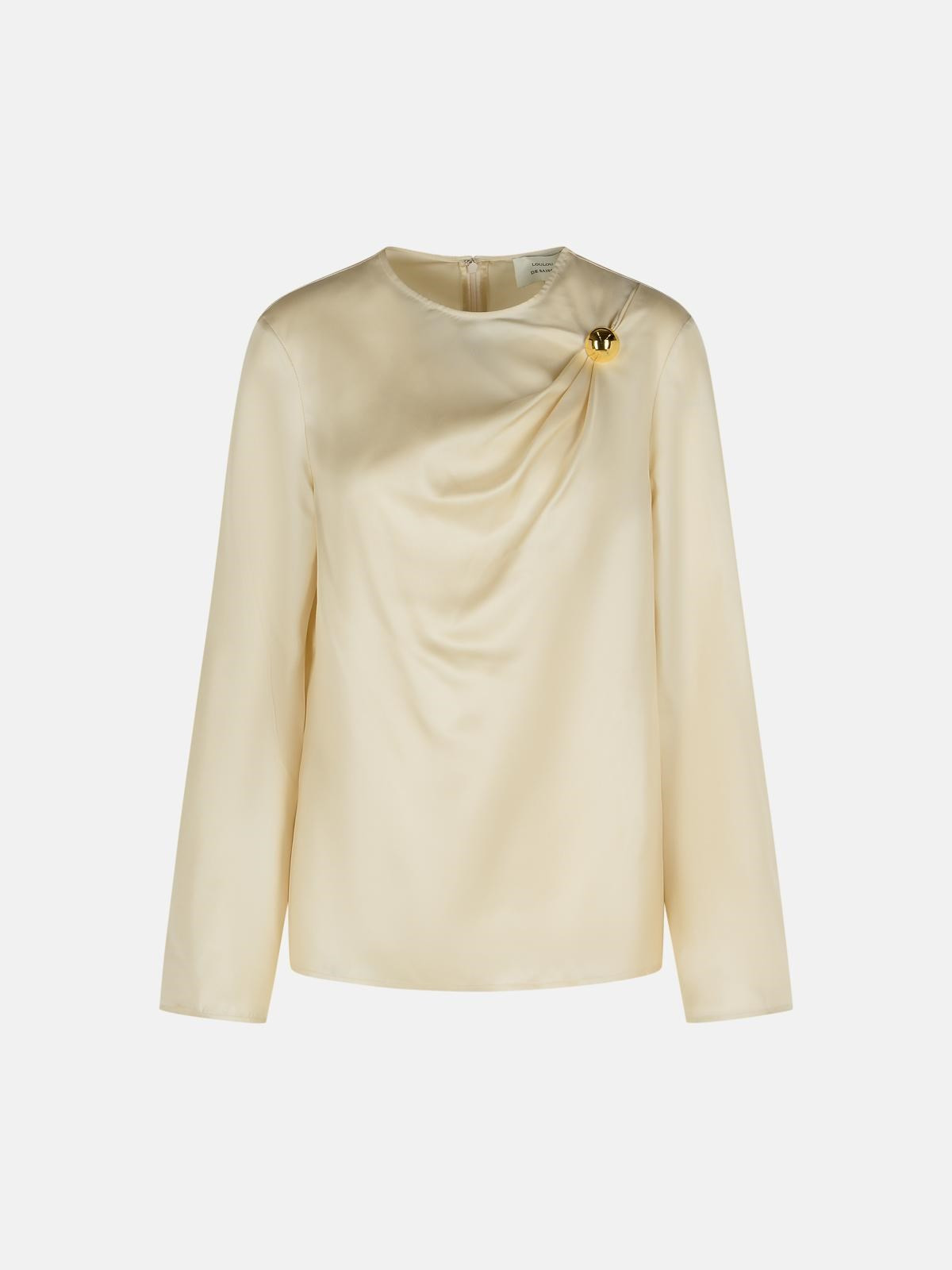 'AZAE' DRAPED BLOUSE IN IVORY SILK - 1