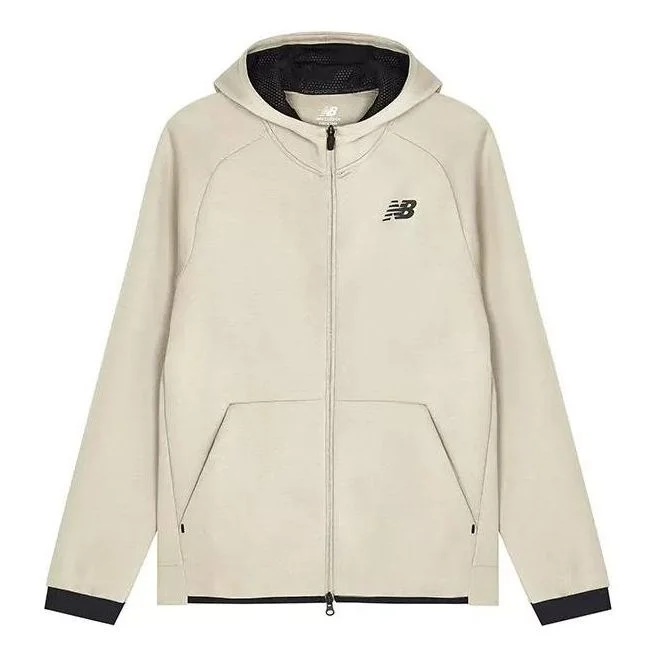 New Balance Logo Sportswear Tech Fleece Windrunner Jacket 'Cream White Black' AMJ21178-AL - 1