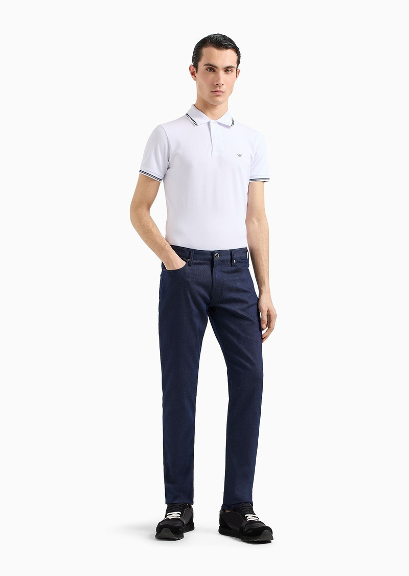EMPORIO ARMANI Slim-fit stretch piqué polo shirt with micro eagle outlook