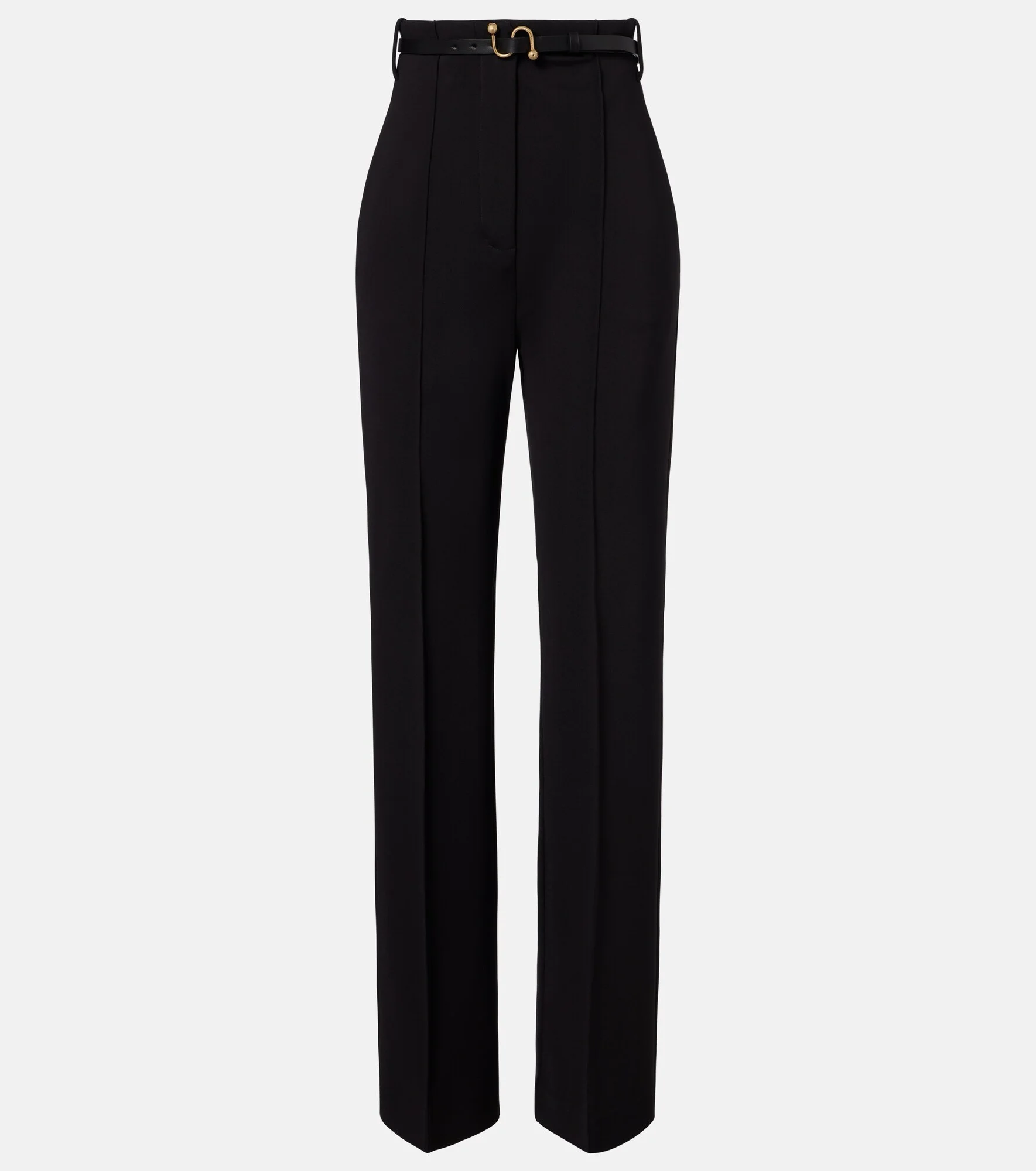 Belted crêpe straight pants - 1