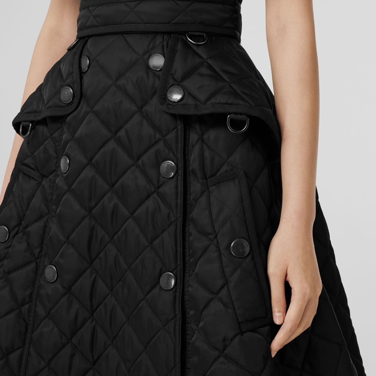 Diamond-quilted Belted Trench Gown - 5