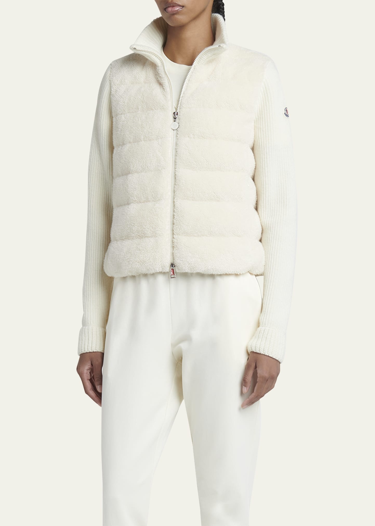 Quilted Combo Zip-Front Cardigan - 4