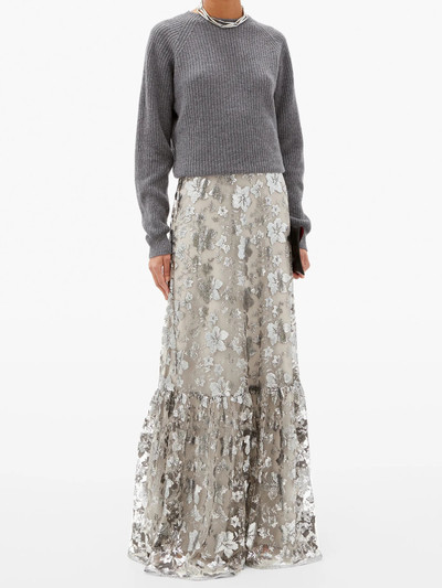 Erdem Viviane floral-embroidered mesh-overlay maxi skirt outlook