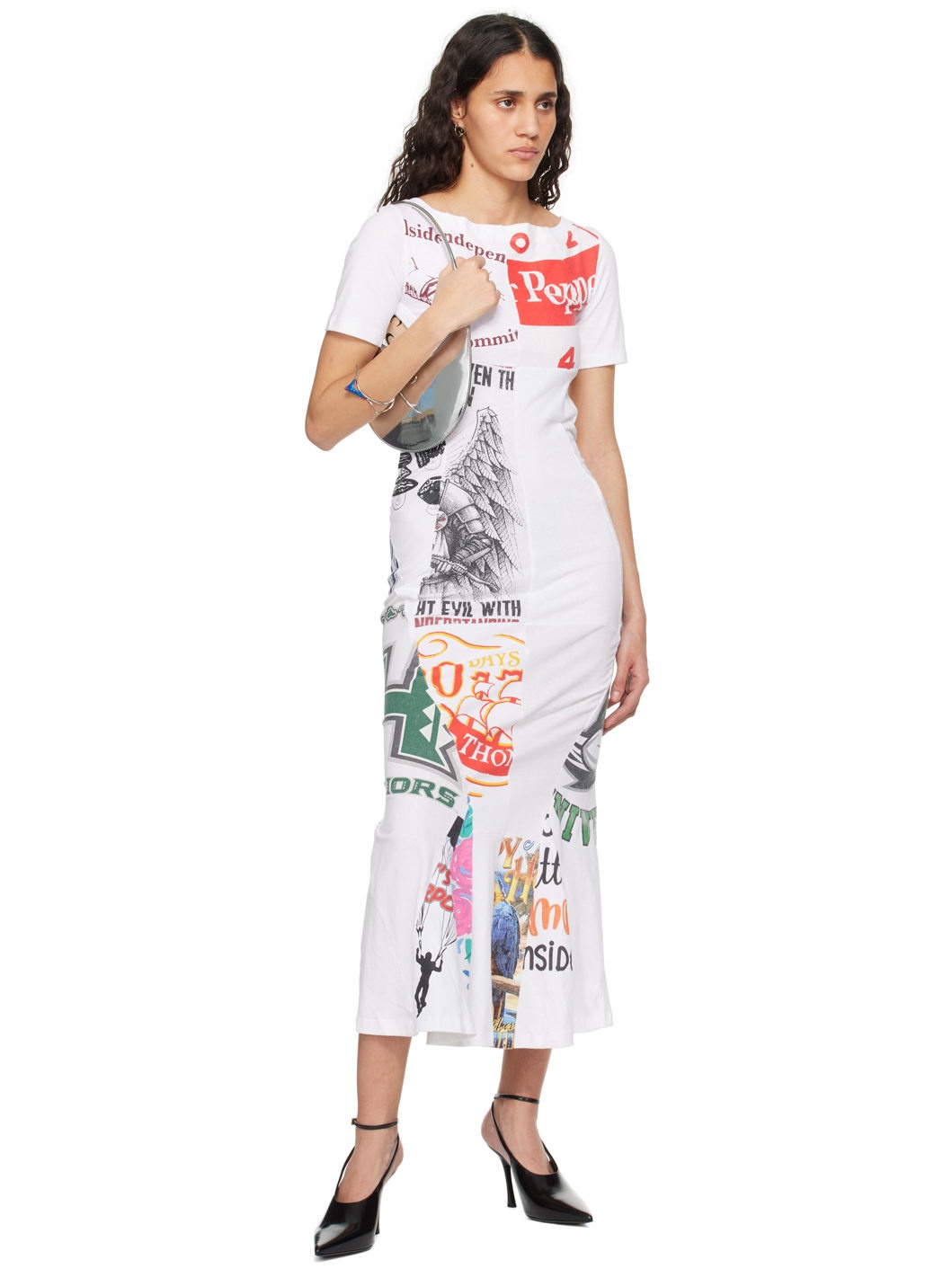 White Regenerated Graphic Maxi Dress - 4