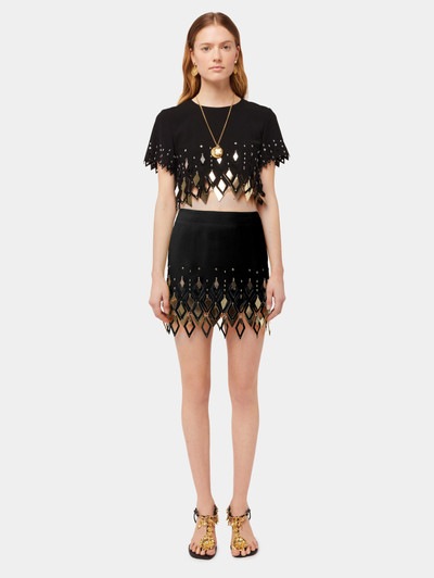 Paco Rabanne BLACK CREPE MINI SKIRT WITH DIAMOND-SHAPED ASSEMBLY outlook