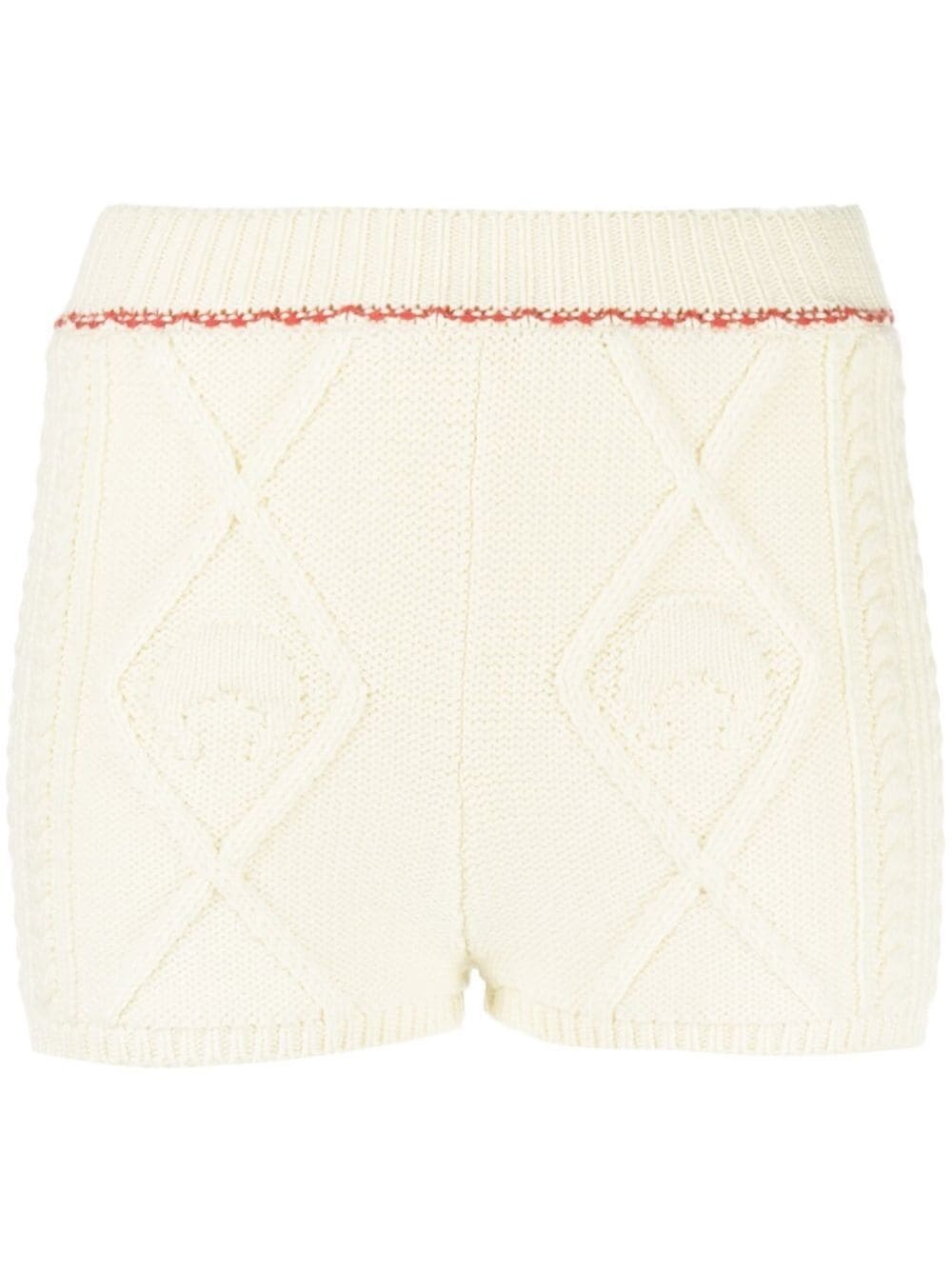 cable-knit wool shorts - 1