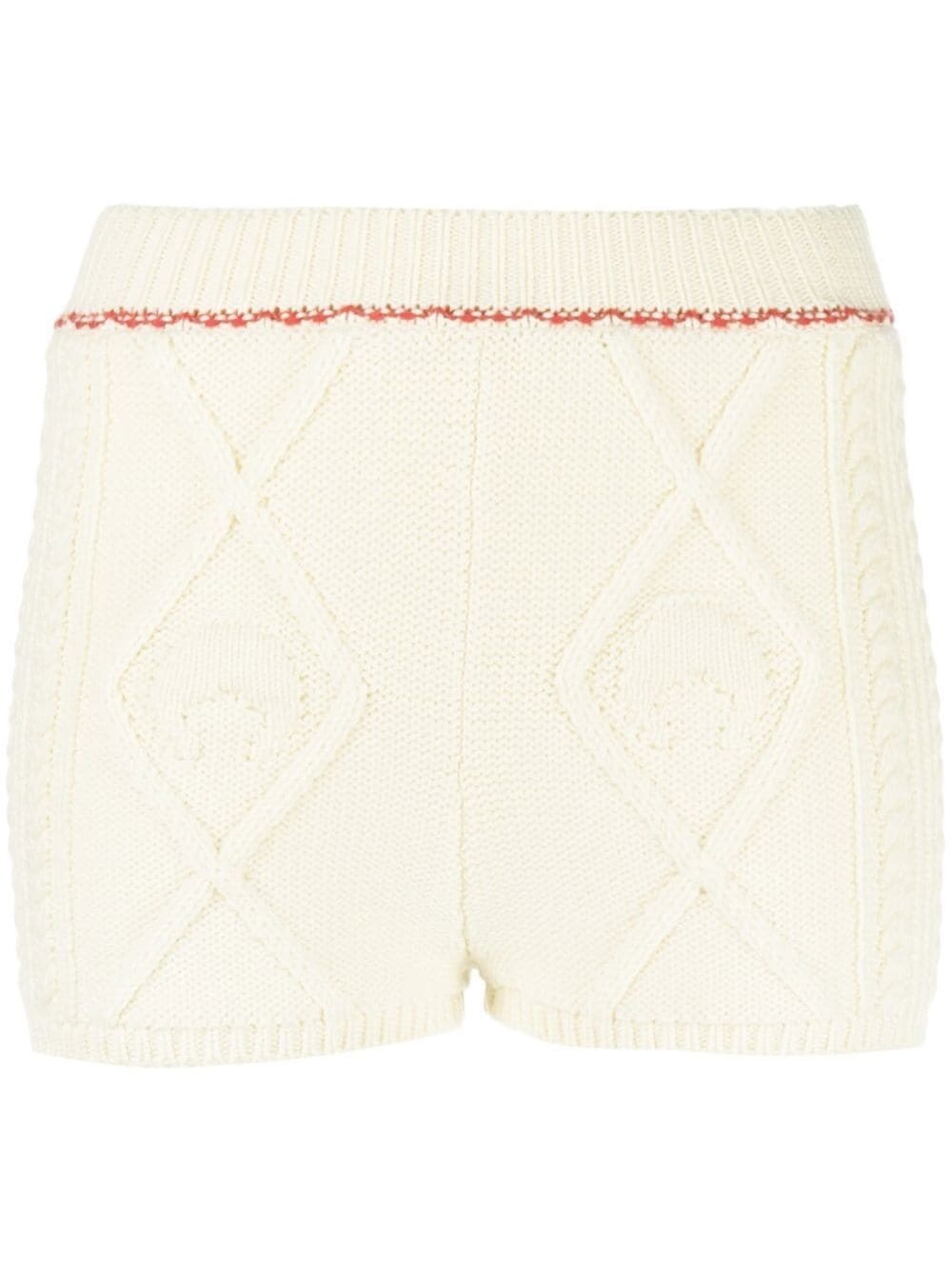 cable-knit wool shorts - 2