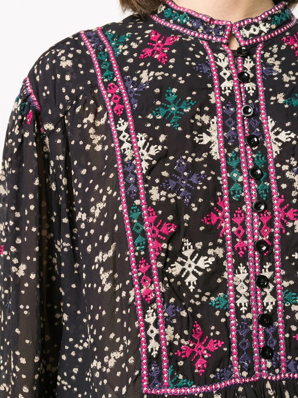 embroidered floral-print blouse - 5