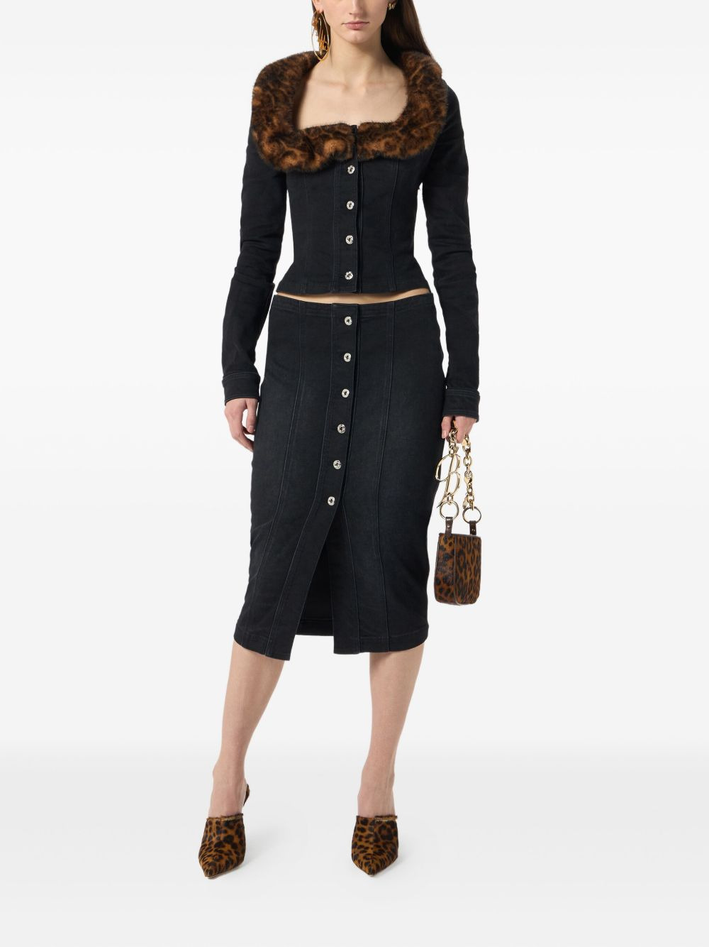 logo-print denim skirt - 2