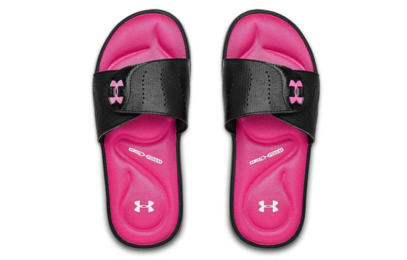 Under Armour (WMNS) Under Armour Ignite 9 Slide 'Black Pink Surge' 3022717-003 outlook