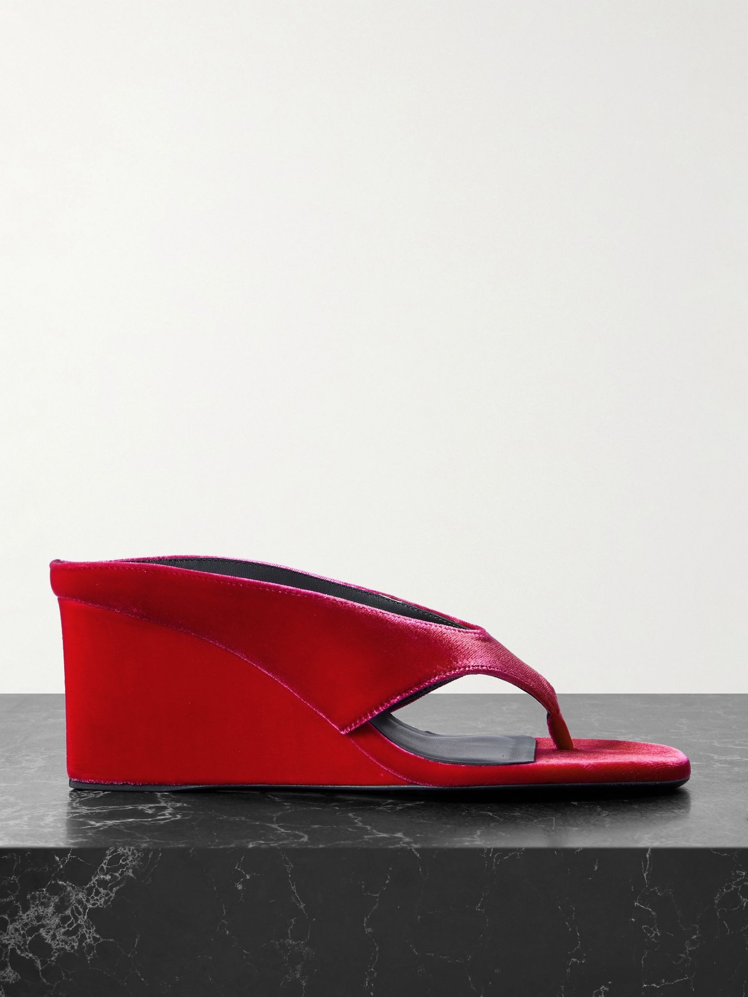 Tong 75 velvet wedge sandals Pink - 1