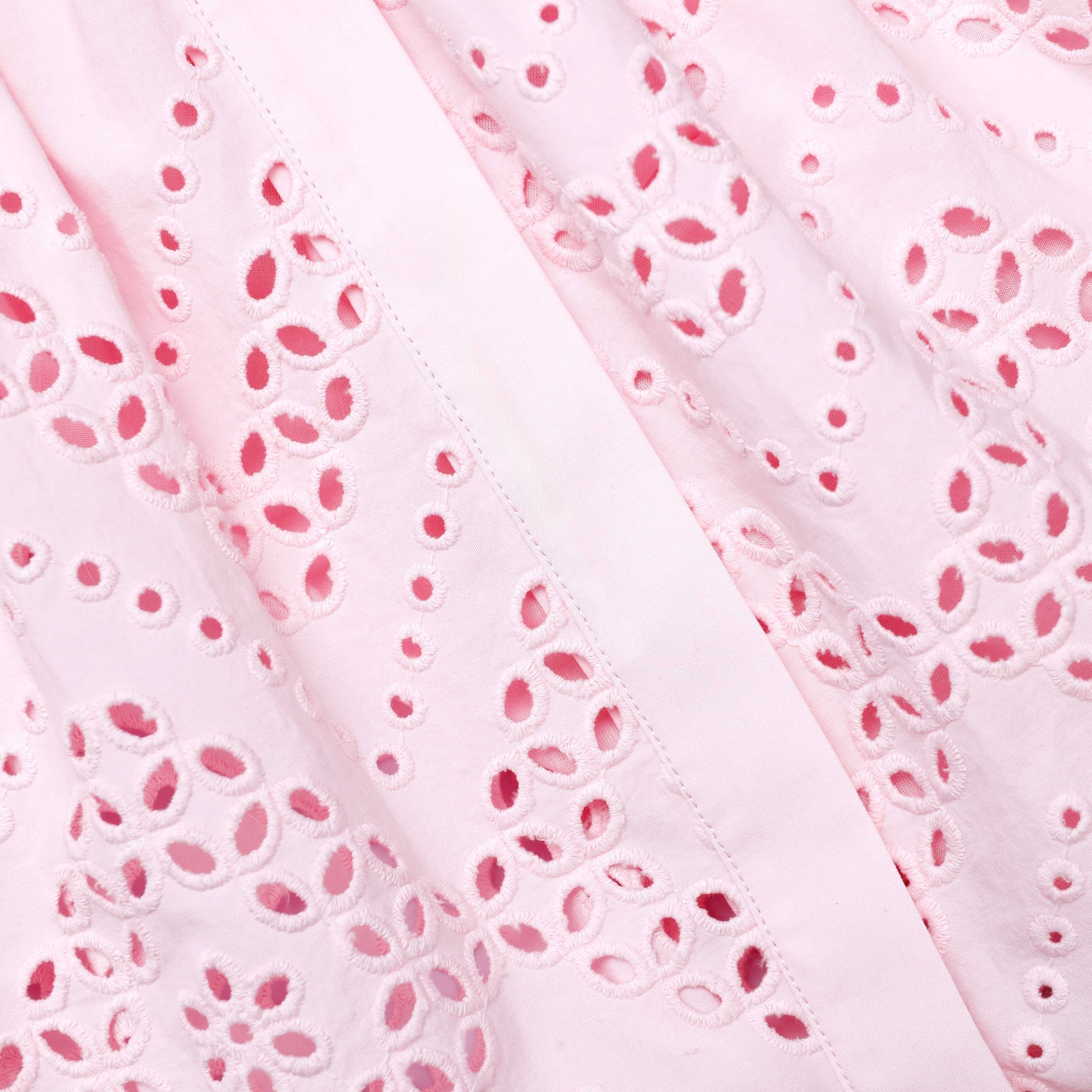 Pink Cotton Broderie Mini Dress - 5