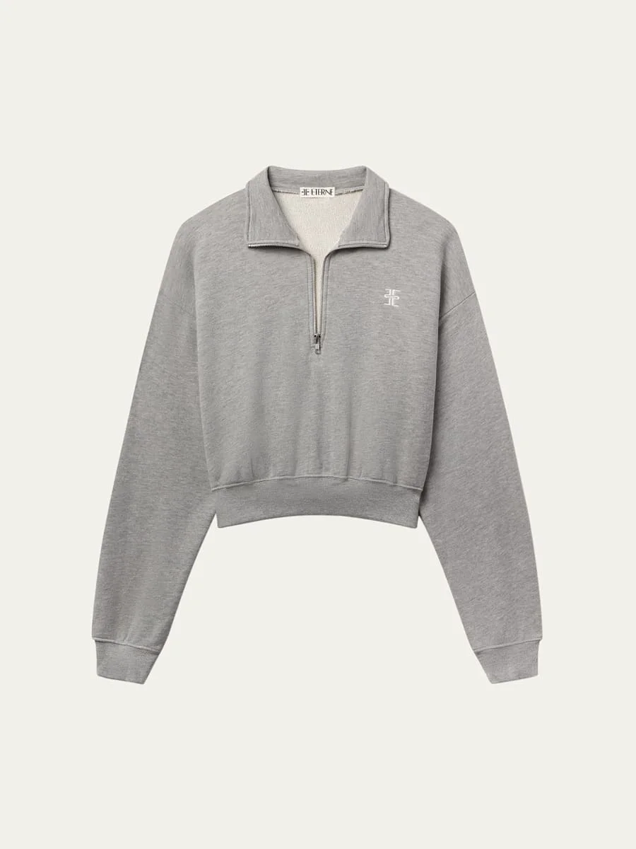 Cropped Half-Zip Sweatshirt - 1