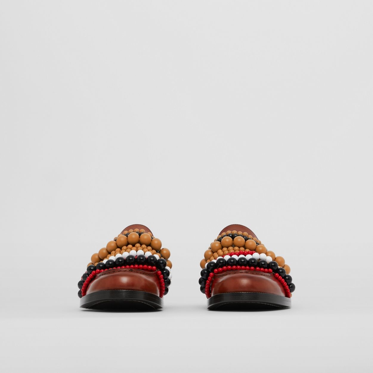 Bead Detail Leather Loafers - 4