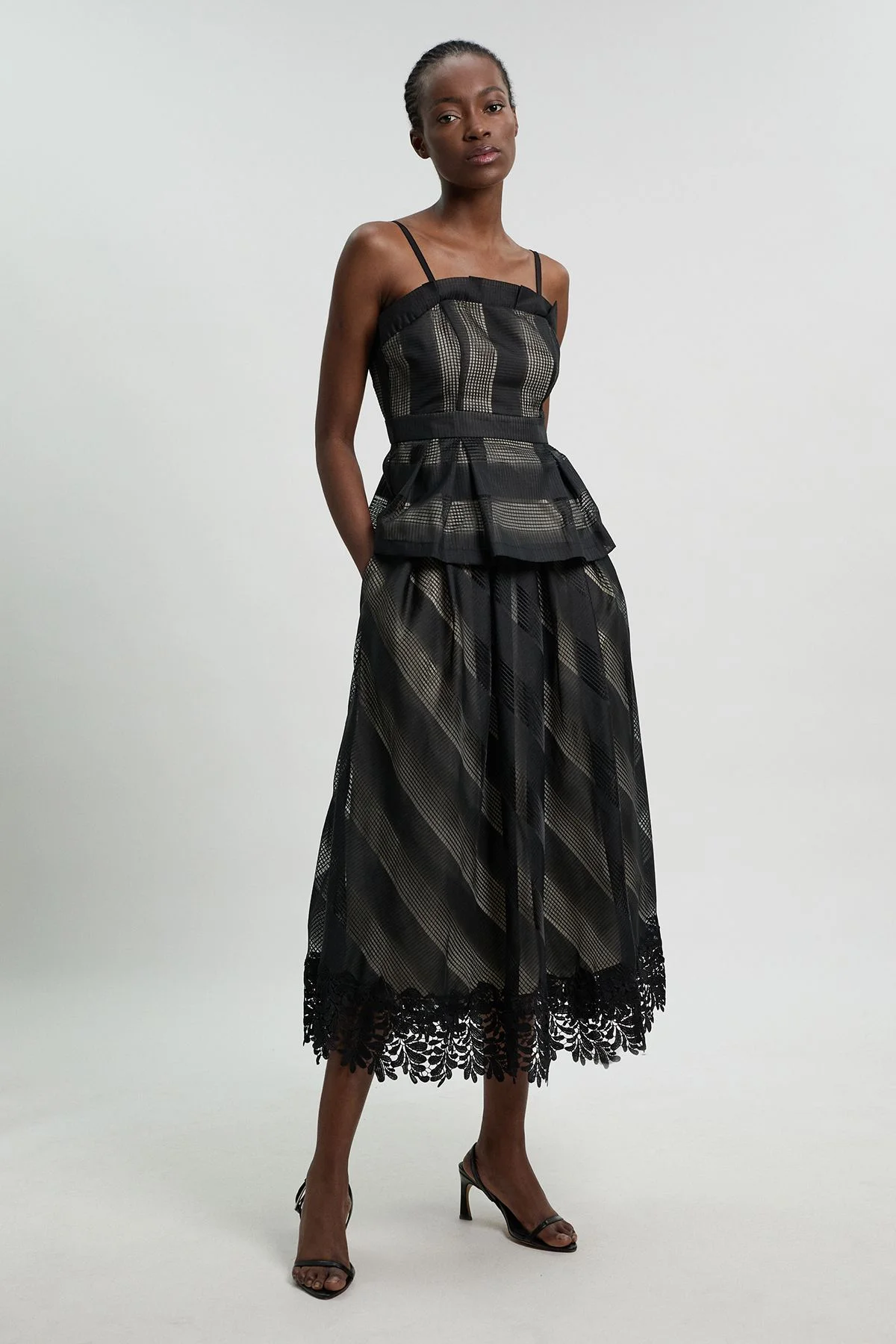 Textured Organza Mix Full Skirt - 1