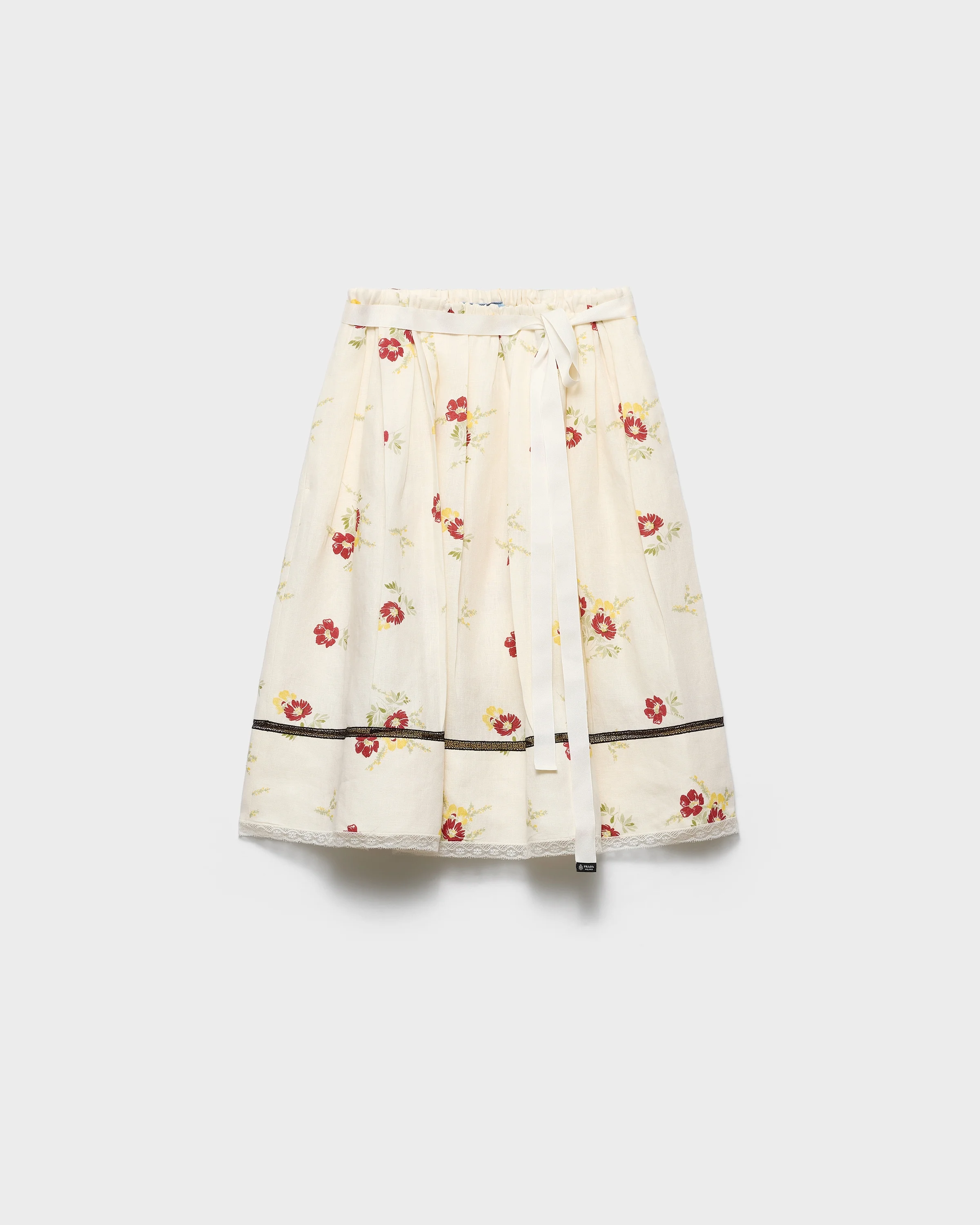Floral print linen skirt - 1