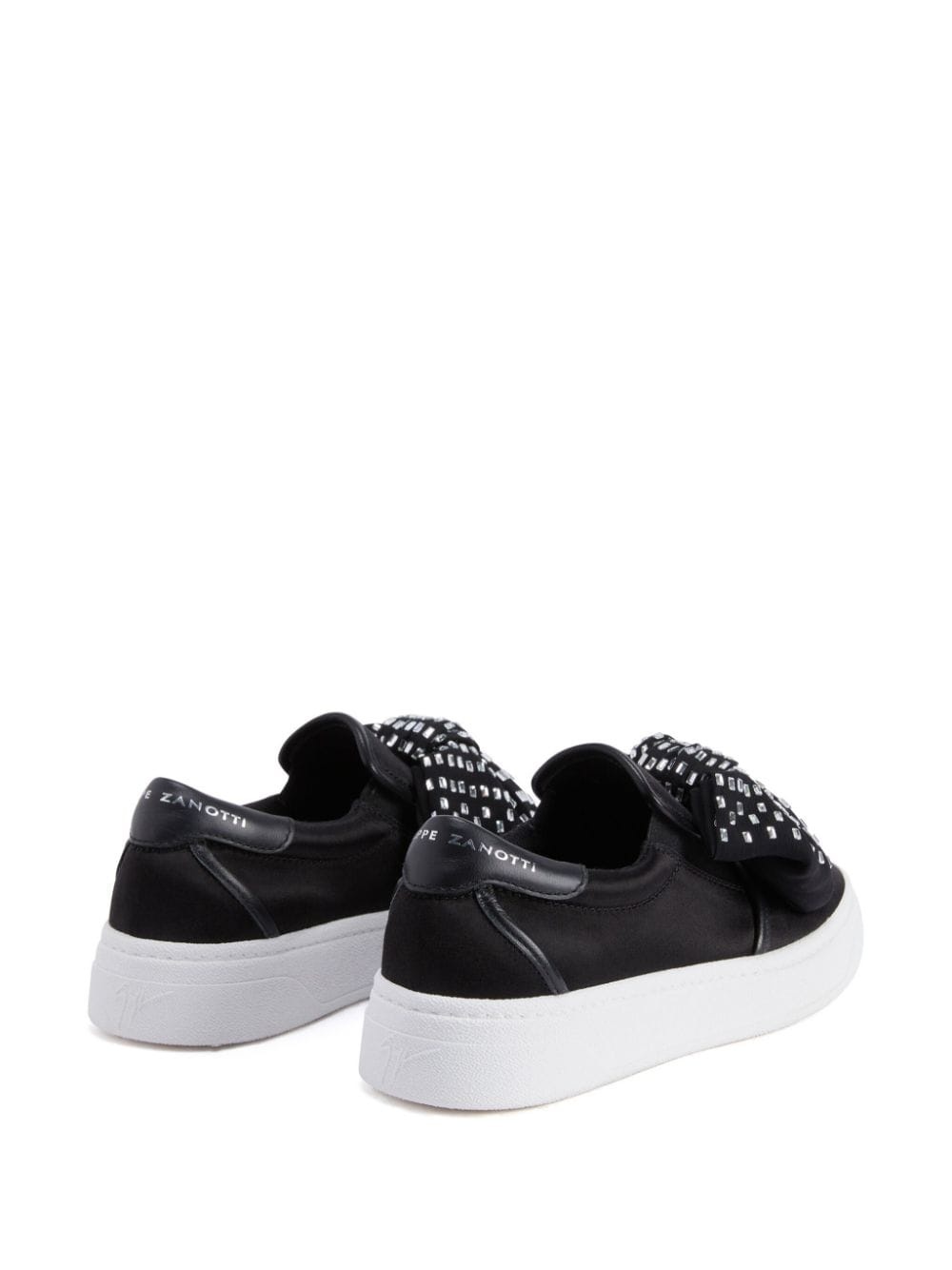 crystal-bow leather sneakers - 3