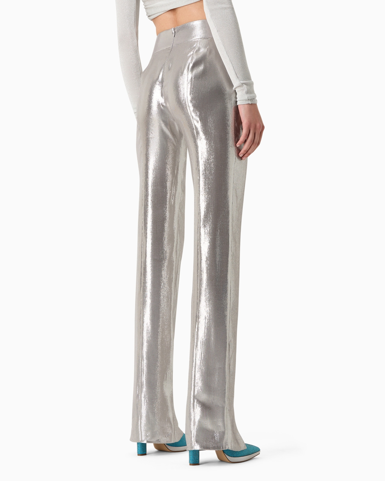 Silk and Lurex-blend trousers - 3