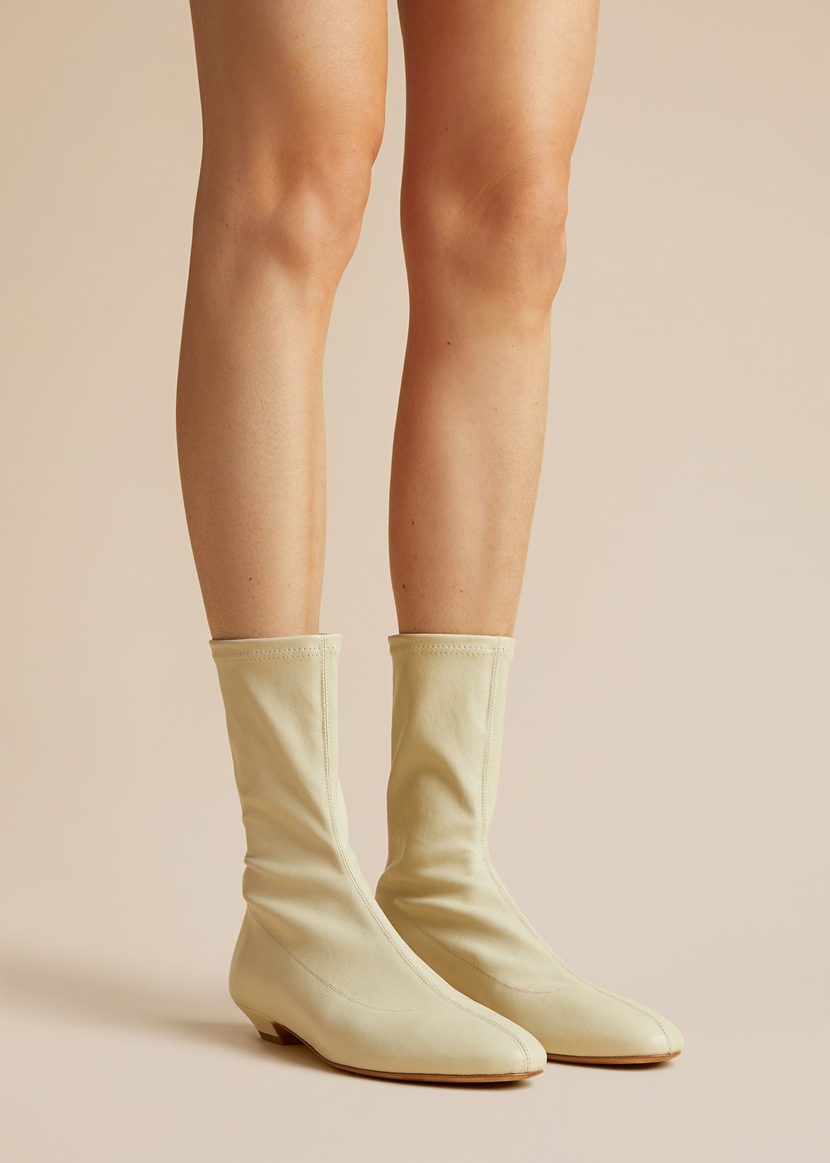 The Apollo Ankle Boot in Off-White Leather - 4