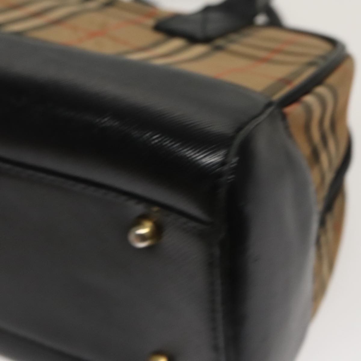 Burberry Nova Check Tote Bag Canvas Leather Beige Black - 12