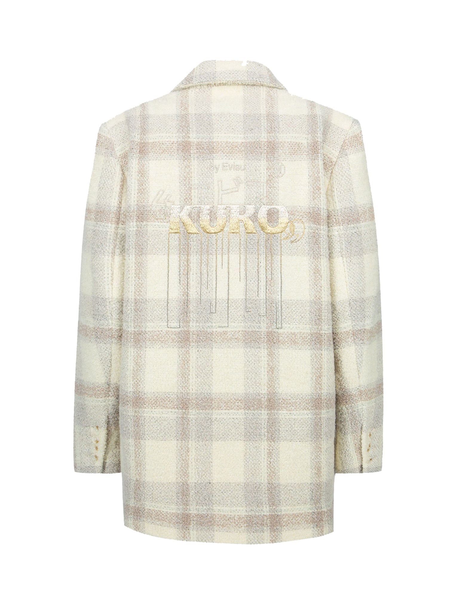 Gradient Logo Embroidery Plaid Blazer - 11