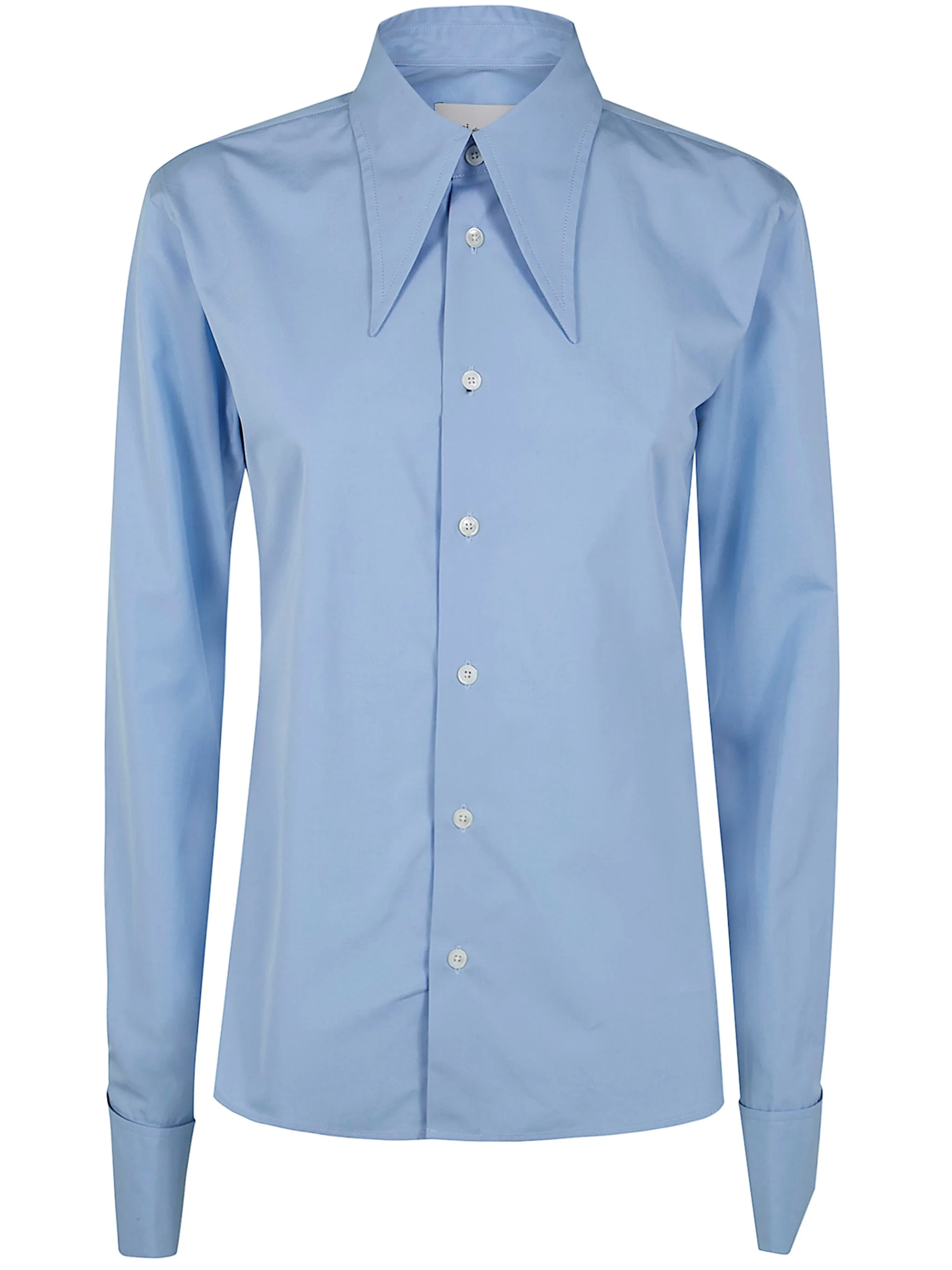 Long Sleeve Adjusted Shirt With Sharp Collar - 1