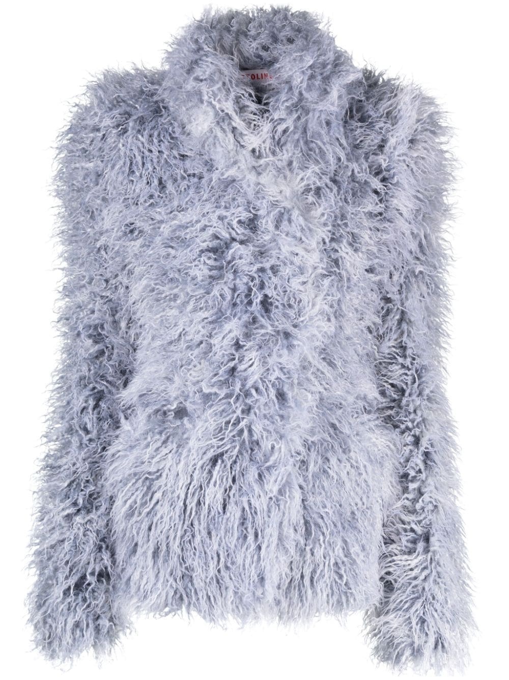 single-breasted faux-fur jacket - 1