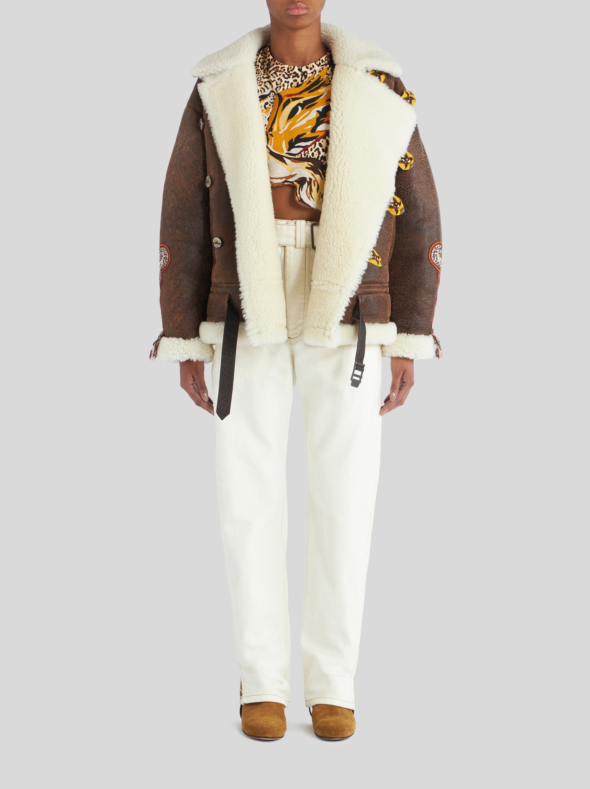 SHEEPSKIN COAT WITH PATCH - 4