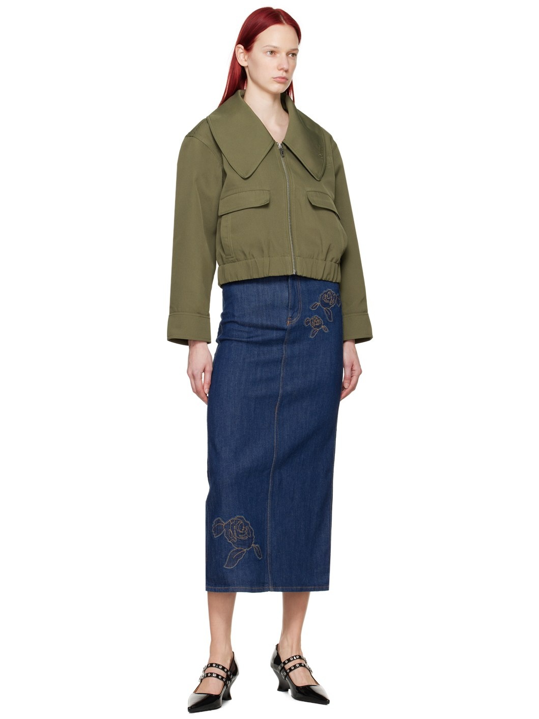 Blue Rose Denim Maxi Skirt - 4