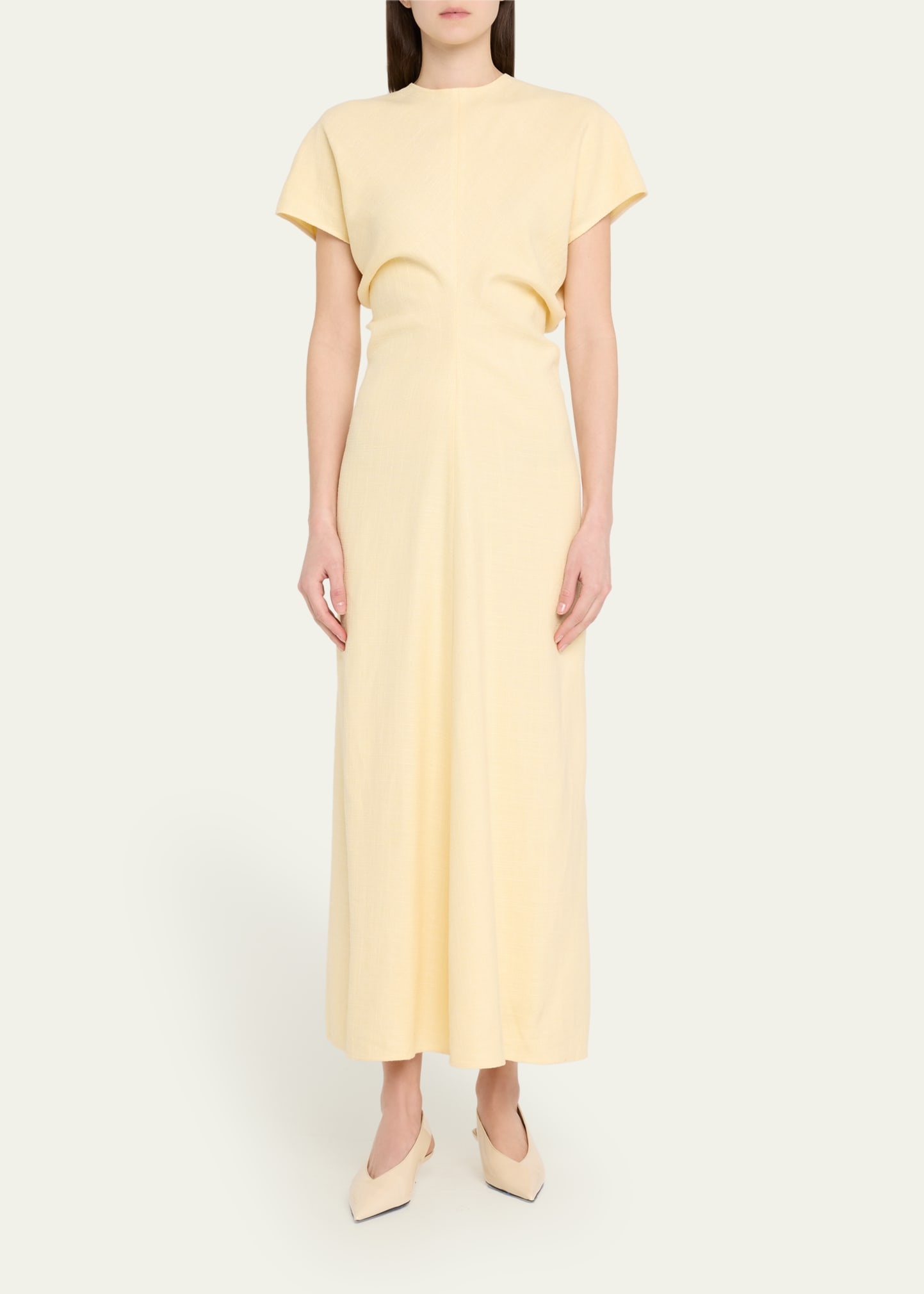 Slouch Waist Short-Sleeve Ankle Dress - 2