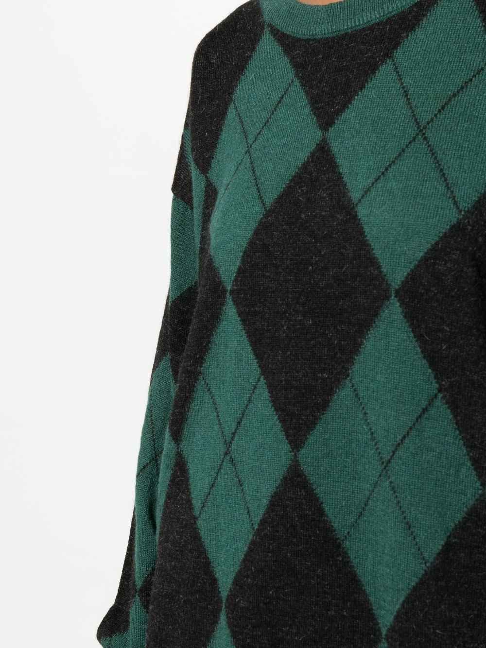 check-pattern knit jumper - 5