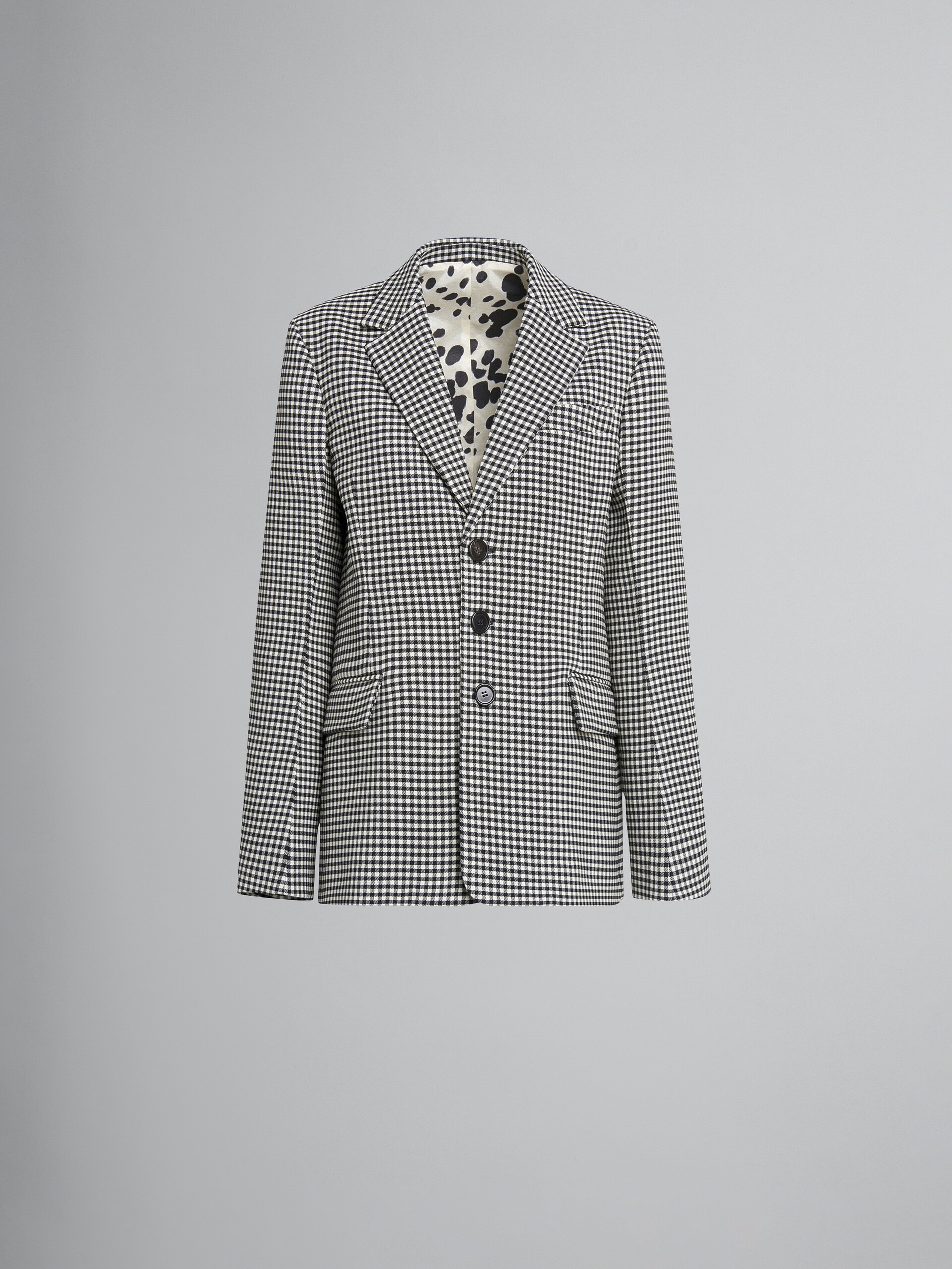 DOUBLE FACE HOUNDSTOOTH WOOL BLAZER - 1