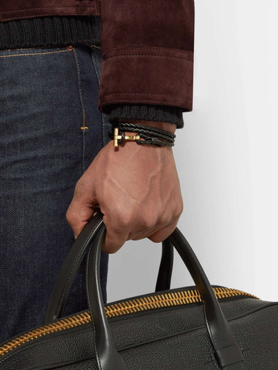 TOM FORD Woven Leather and Silver-Tone Wrap Bracelet outlook