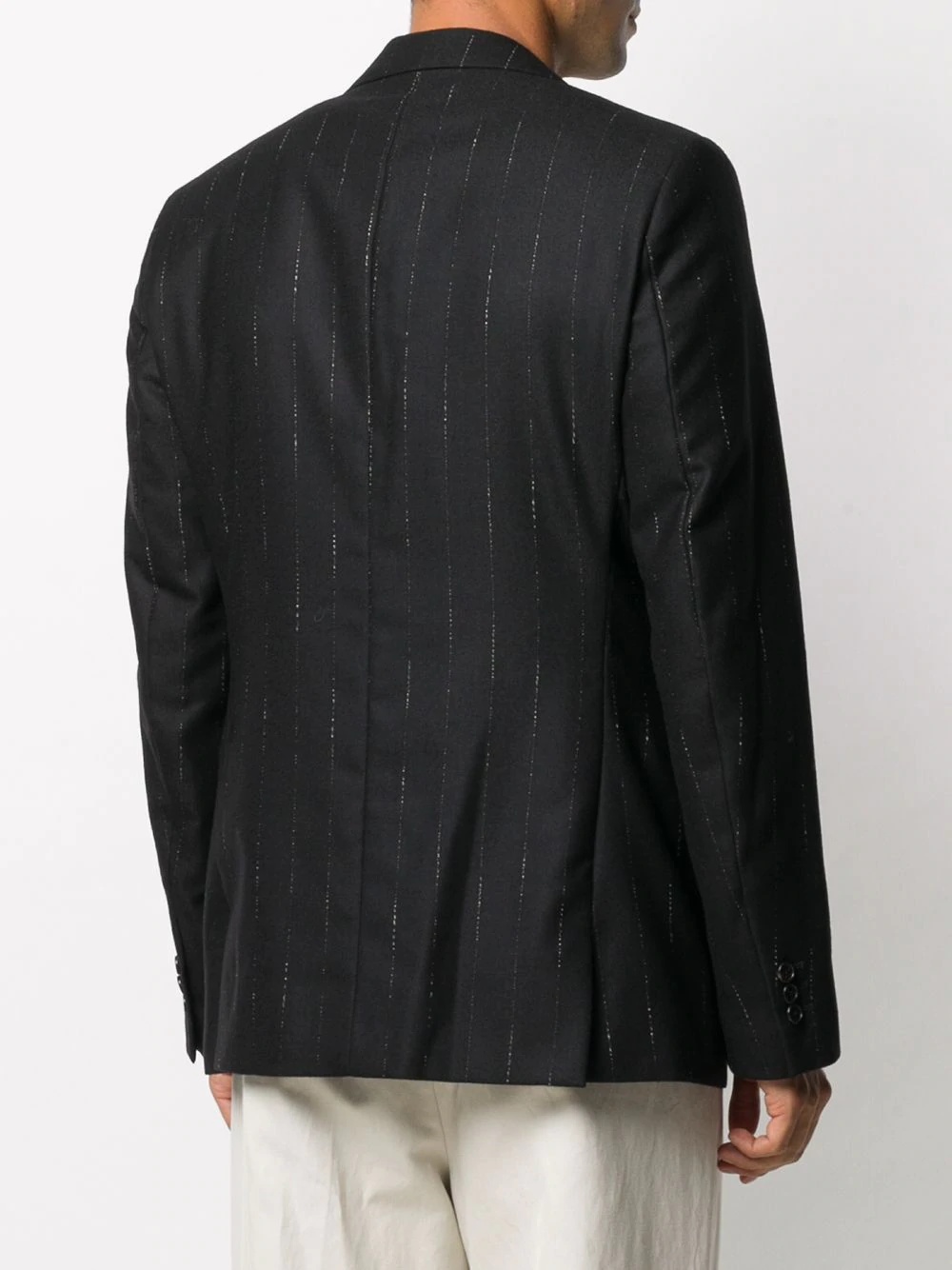 striped single-breasted jacket - 4