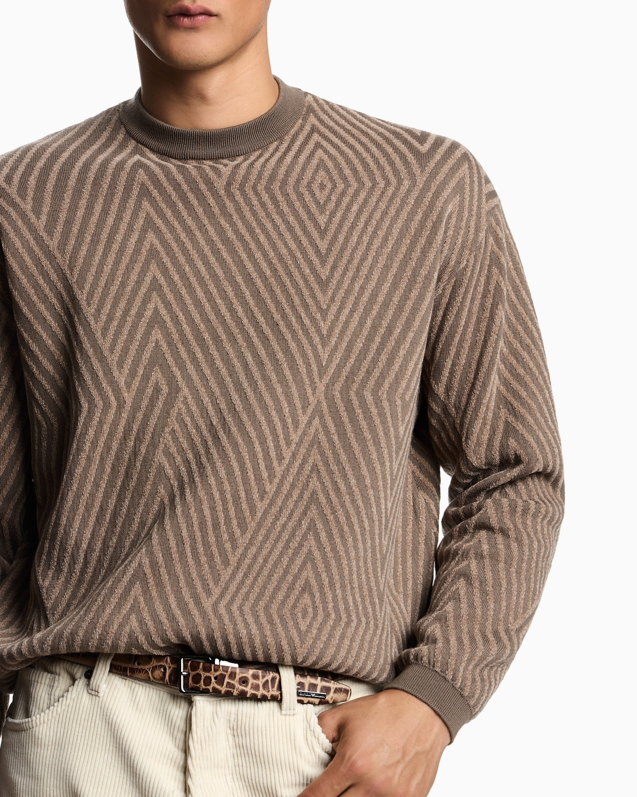 VIRGIN WOOL-BLEND JUMPER WITH OP-ART JACQUARD WITH OVERSIZED DIAMONDS - 5