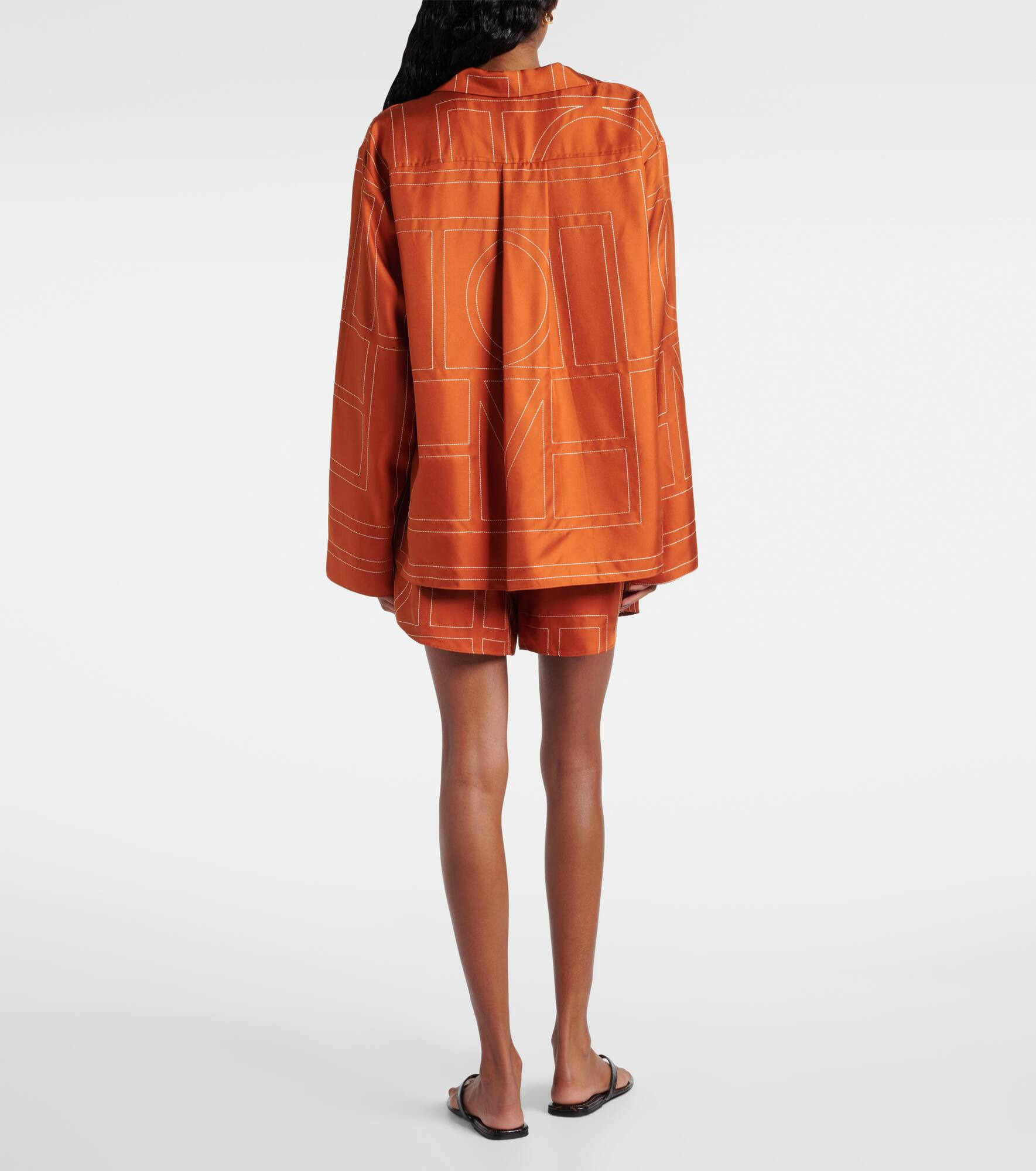 Monogram silk twill pajama shirt - 3