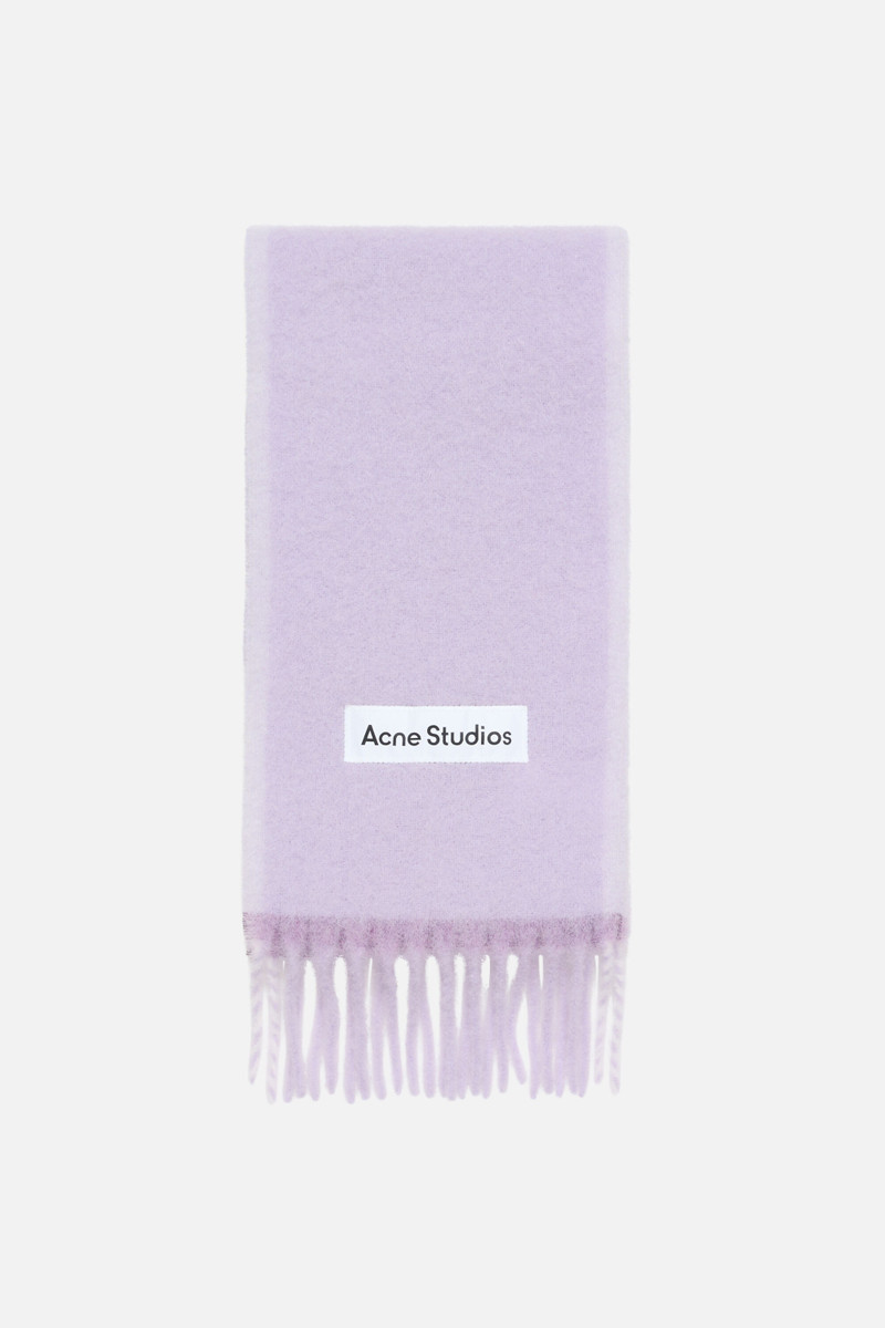 Wool fringe scarf - Lilac/white 1