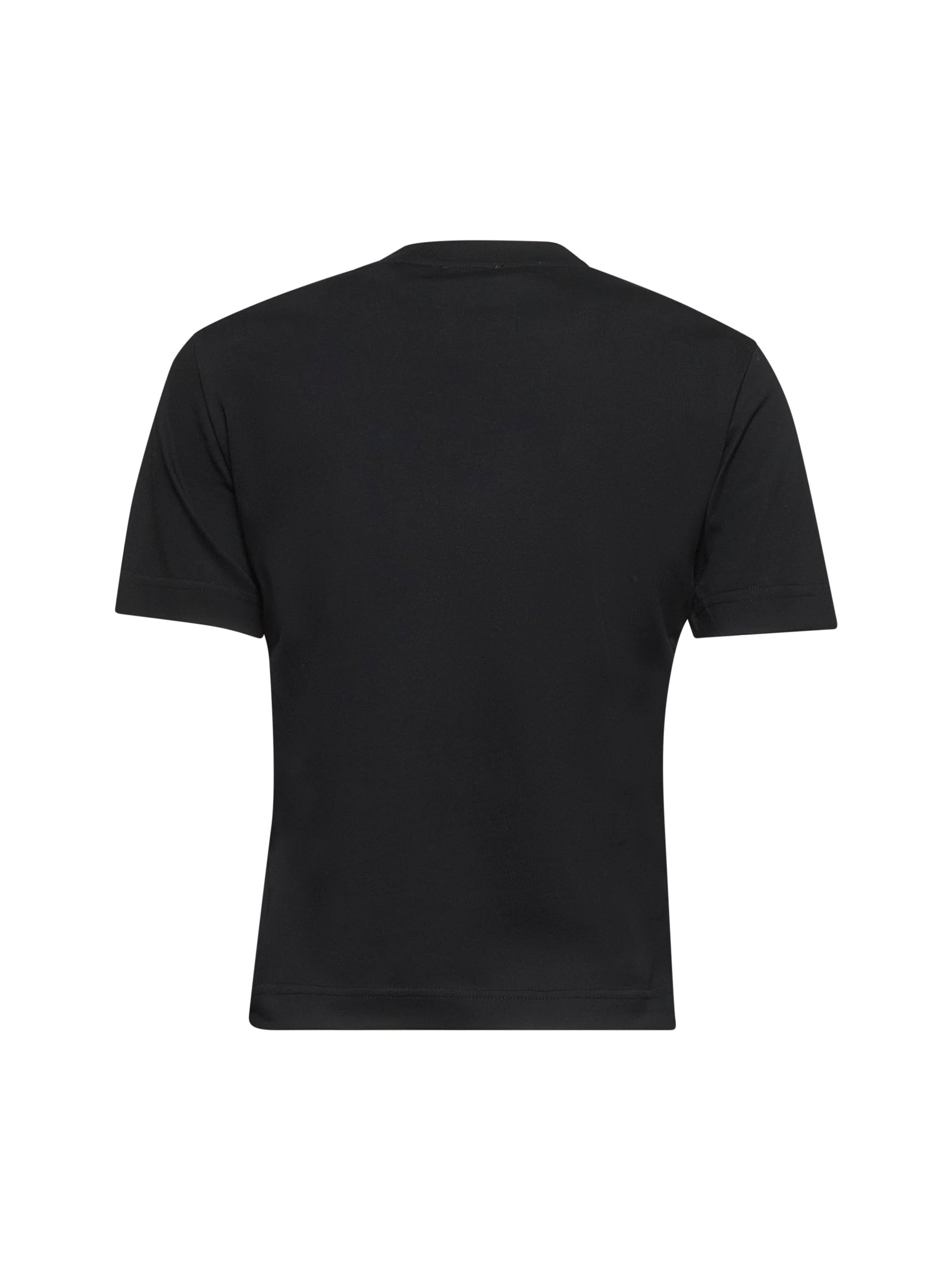 Black cotton Check trim T-shirt - 2