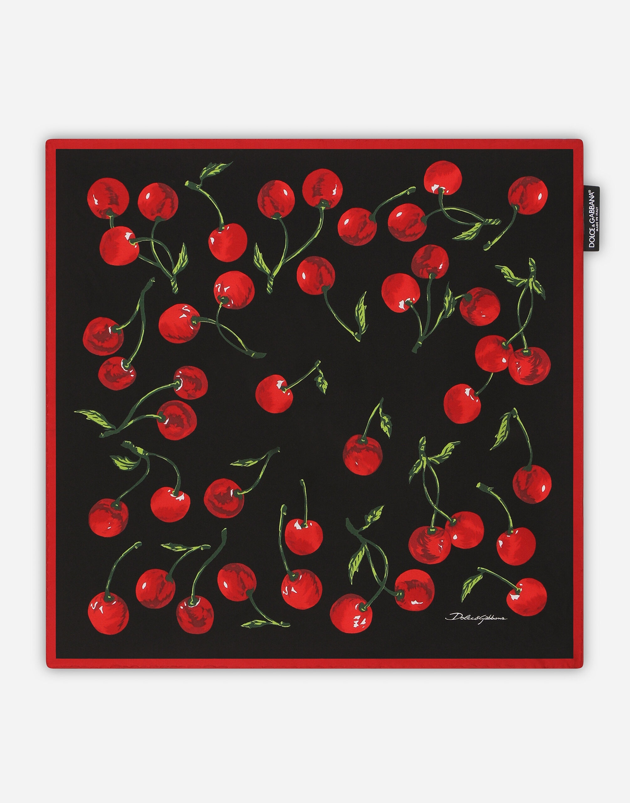 Cherry-print twill scarf (50x50) - 1