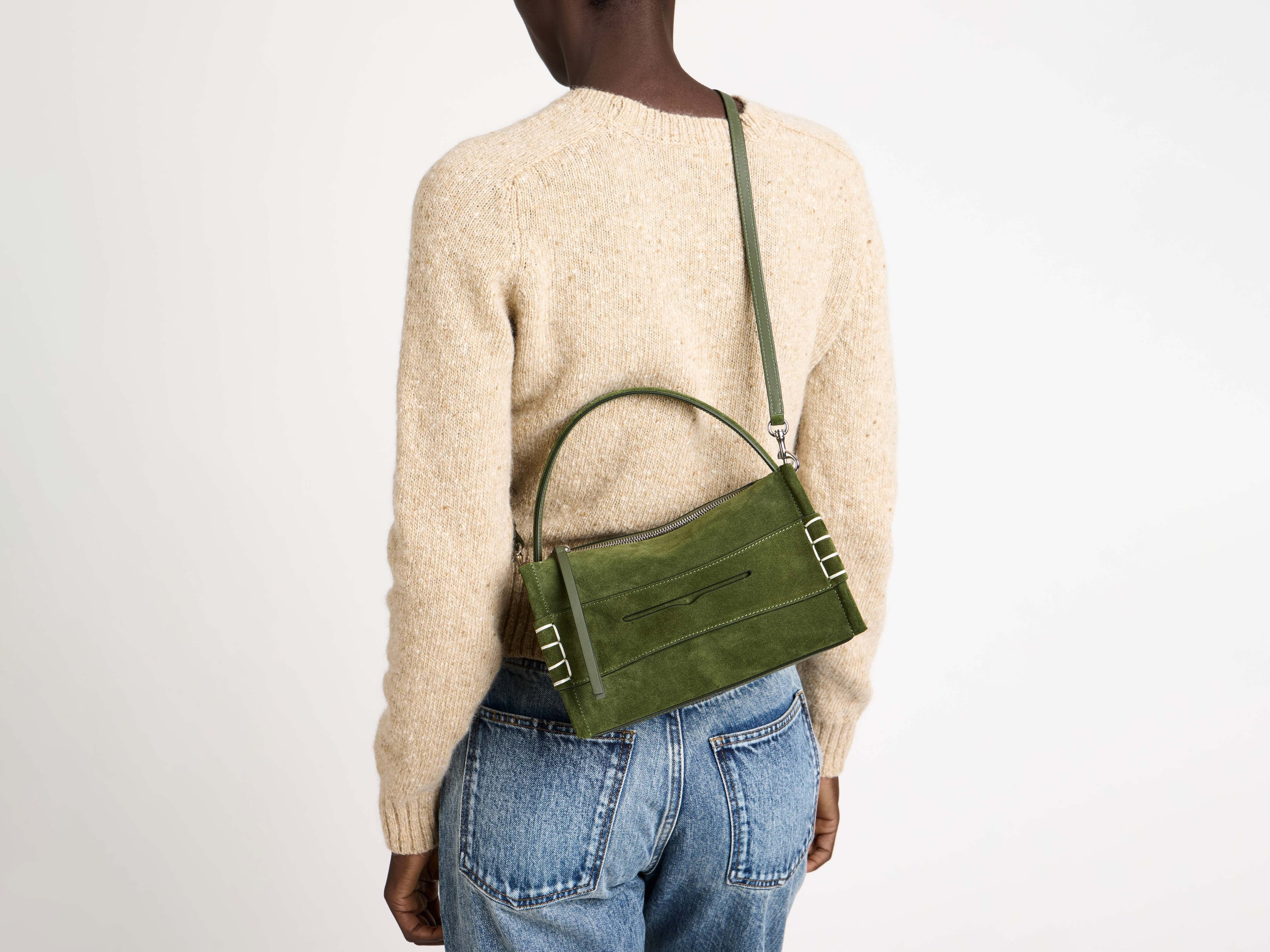 SMALL LOAFER BAG IN KHAKI SUEDE - 2