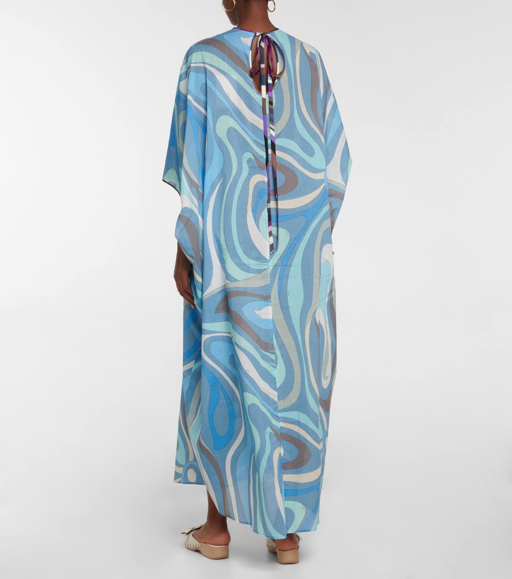 Printed cotton kaftan maxi dress - 3