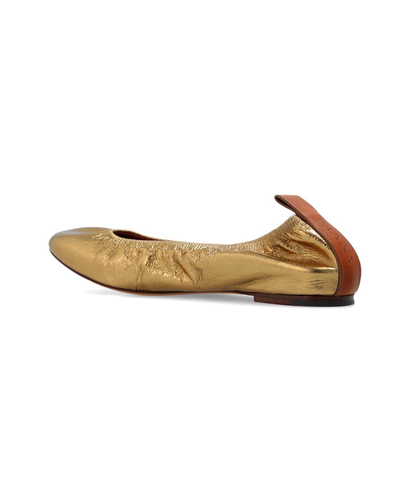 Ruched Detail Metallic Ballerina Shoes - 3