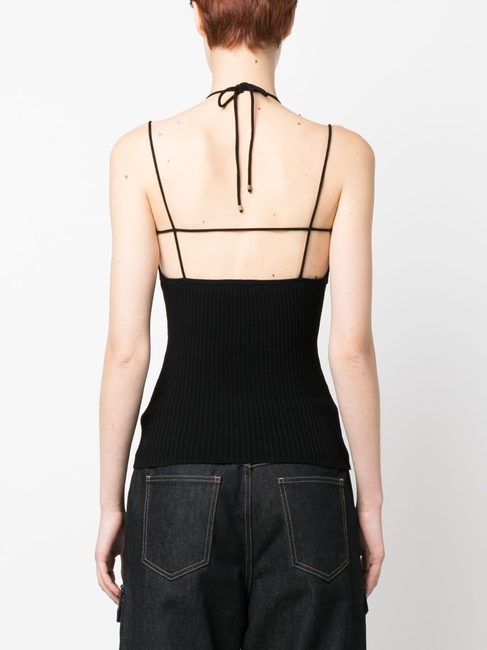 cut-out ribbed knit top - 4