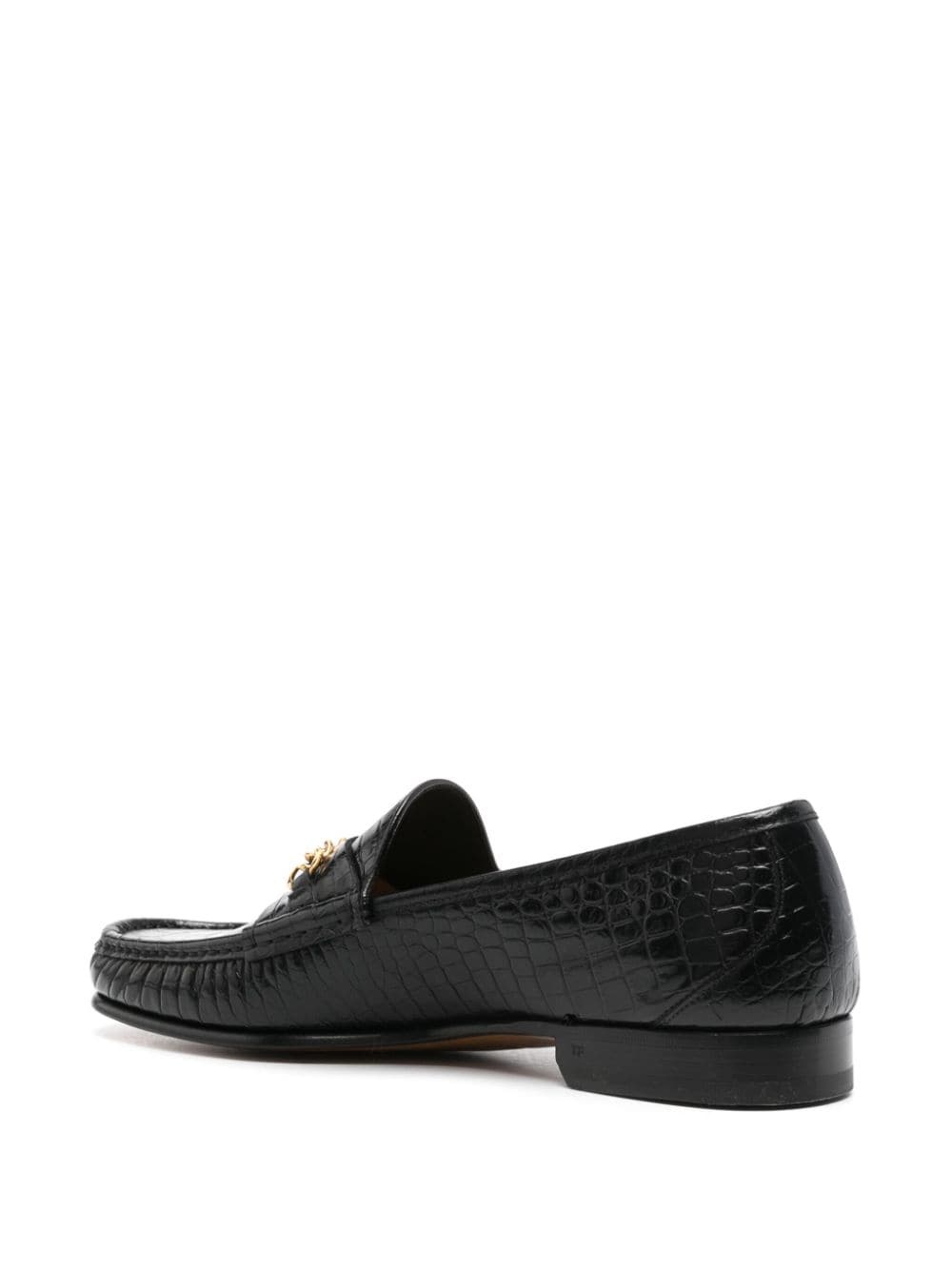 crocodile-effect leather loafers - 3