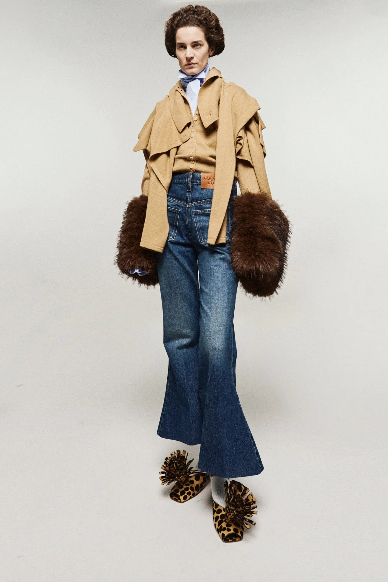 KNITTED CARDIGAN BEIGE BROWN - 1