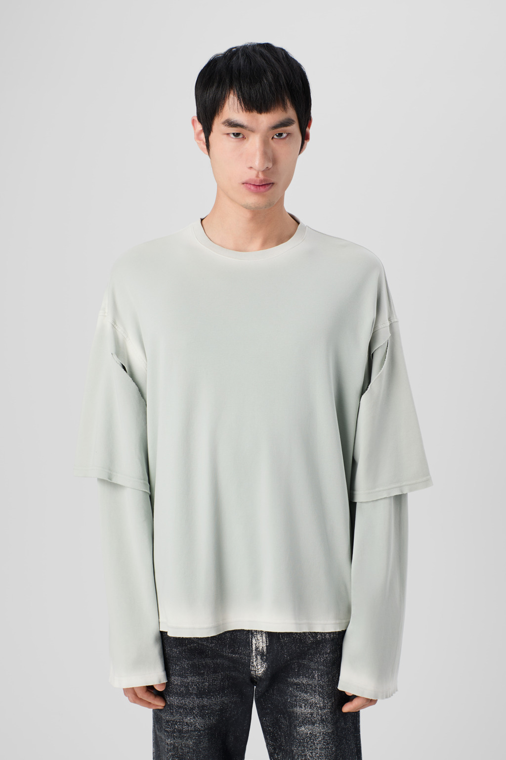 Faded gray organic cotton long sleeve T-Shirt - 2